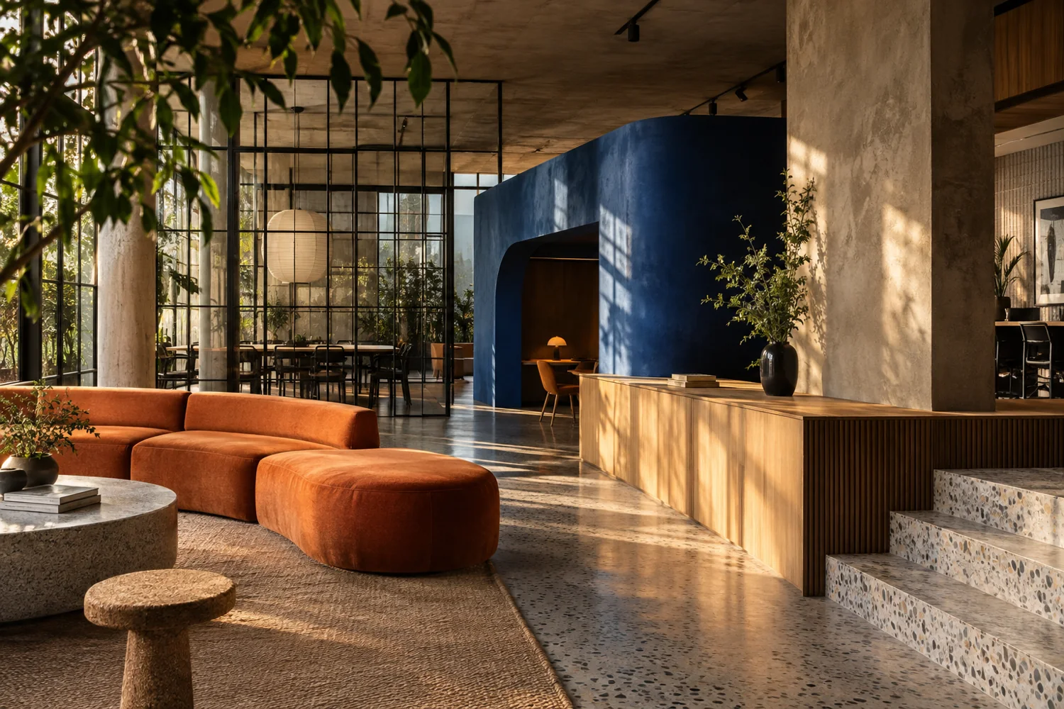 Illustrative concept of a colourful contemporary workplace